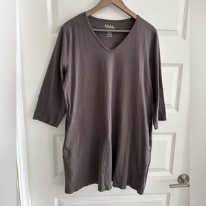 Ulla Popken 3/4 Sleeve Dress Gray Size 12 / 14